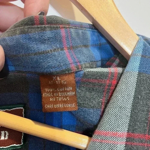 90’s Grunge Blue Plaid Flannel Button Down Vintage Woodbourne Road XL - Picture 6 of 7